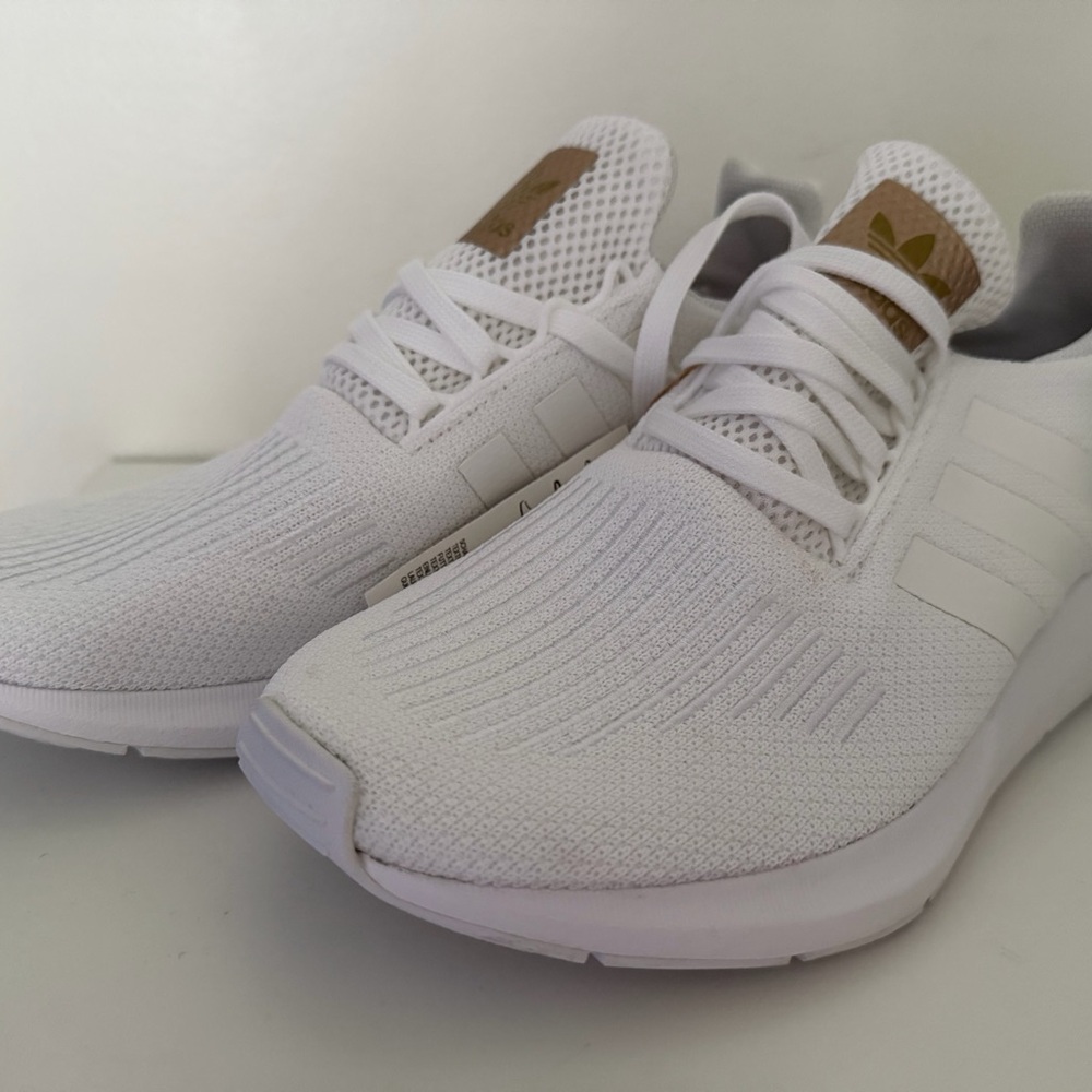 Adidas Woman White Sneakers with Tan Accents